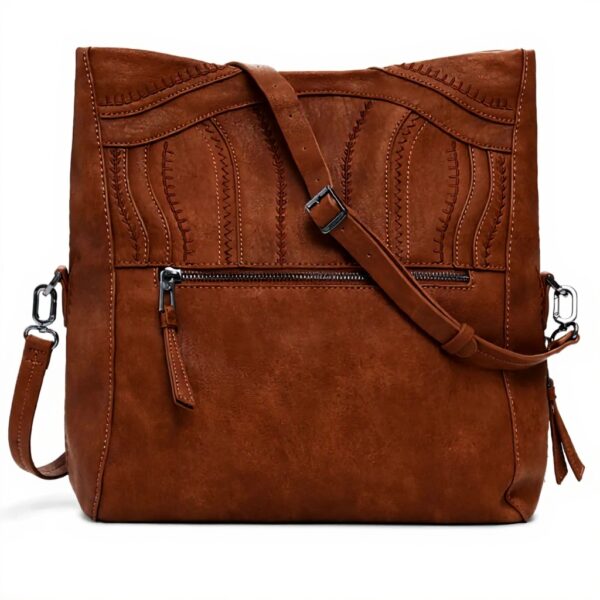 Sac bandoulière Desigual broderies patch uni camel femme