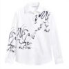 Sweat à capuche Desigual Femme Oversize Imprimé Arty Blanc