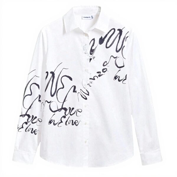 Sweat à capuche Desigual Femme Oversize Imprimé Arty Blanc
