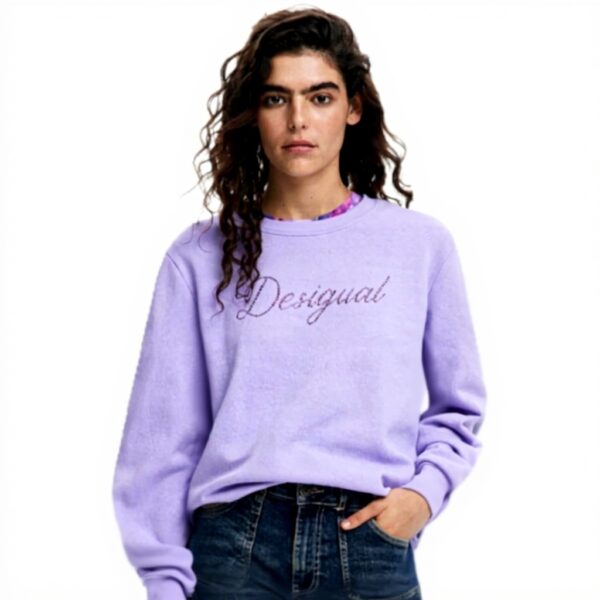 Sweatshirt Desigual Femme Coton Logo Strass 25SWSK16