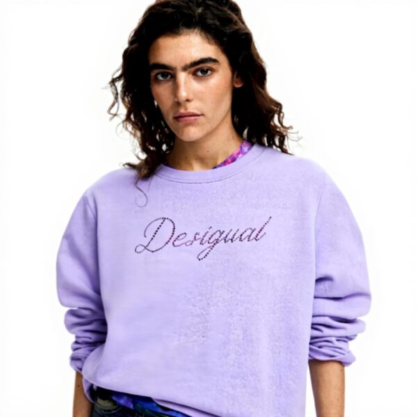 Sweatshirt Desigual Femme Coton Logo Strass 25SWSK16
