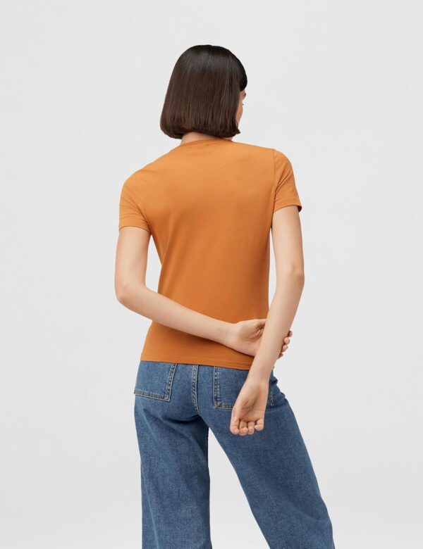 T-shirt femme Desigual manches courtes logo 3D orange noir-2