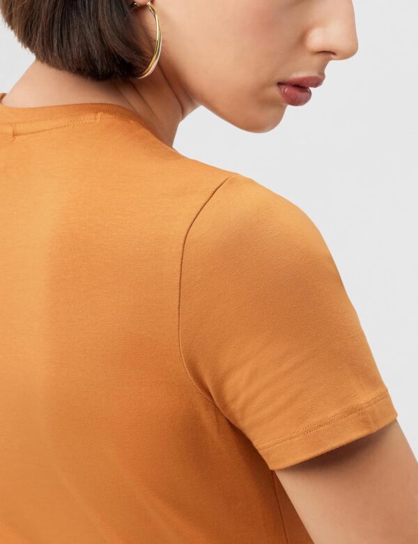 T-shirt femme Desigual manches courtes logo 3D orange noir-4