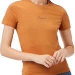 T-shirt femme Desigual manches courtes logo 3D orange noir-0