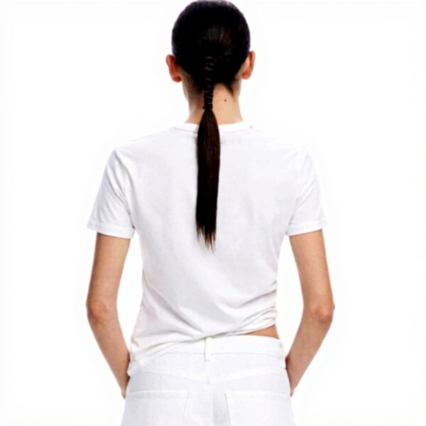 T-shirt Desigual Femme Imprimé Arty Manches Courtes Blanc