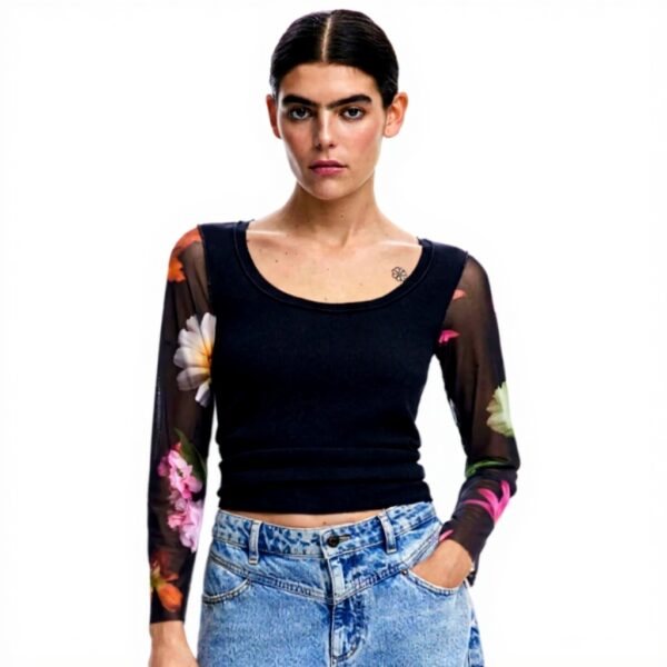 T-shirt Desigual Femme Coupe Jogger Manches Courtes Noir