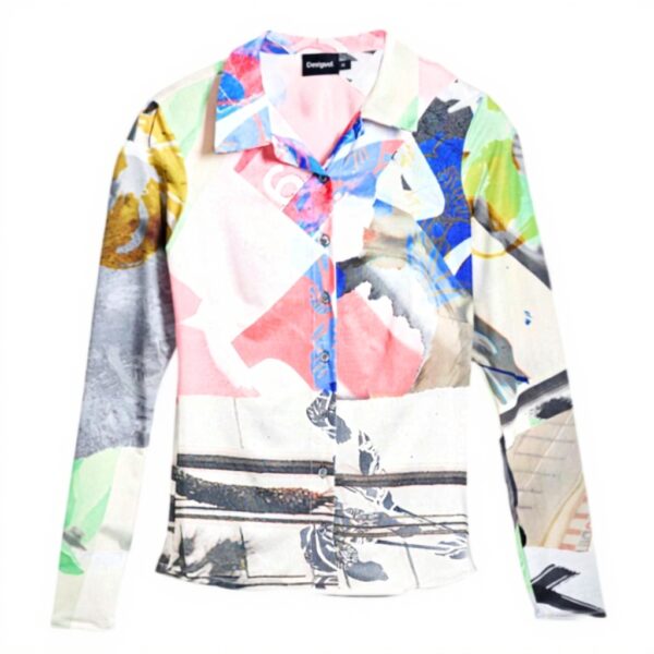 T-shirt Desigual Femme Matériau Fin Coupe Slim Multicolore