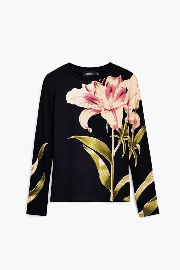 T-shirt femme Desigual slim orchidée noir recyclé-4