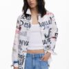 Débardeur femme Desigual imprimé Arty col chemise blanc-1