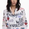 Débardeur femme Desigual imprimé Arty col chemise blanc-3