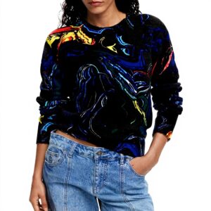 Sweatshirt Desigual Femme Imprimé Arty Coupe Regular