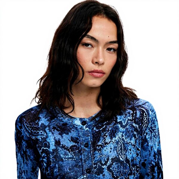 Sweatshirt femme Desigual imprimé Arty coupe slim bleu