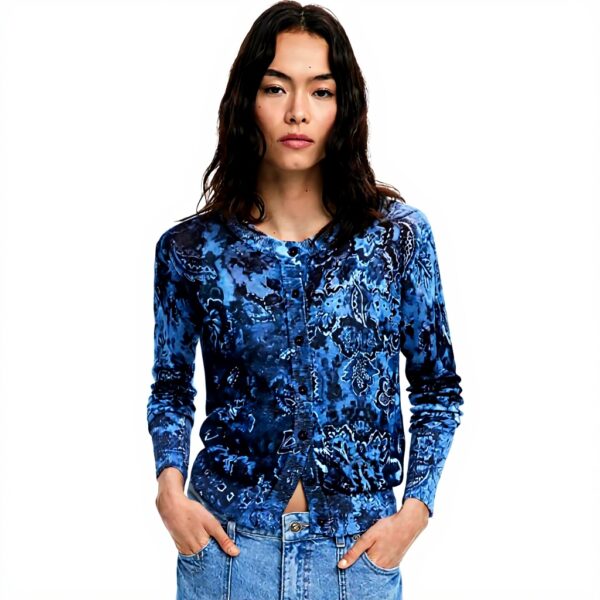 Sweatshirt femme Desigual imprimé Arty coupe slim bleu