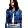 Sweatshirt femme Desigual imprimé Arty coupe slim bleu