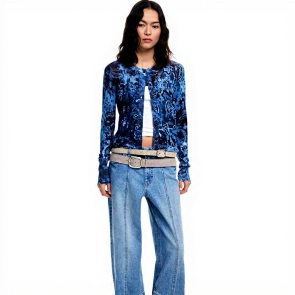 Sweatshirt femme Desigual imprimé Arty coupe slim bleu