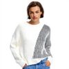 Sweatshirt Desigual Femme Col Roulé Rayures Blanc