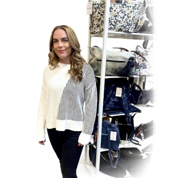 Sweatshirt Desigual Femme Col Roulé Rayures Blanc