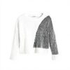 Sweatshirt Desigual Femme Col Roulé Rayures Blanc