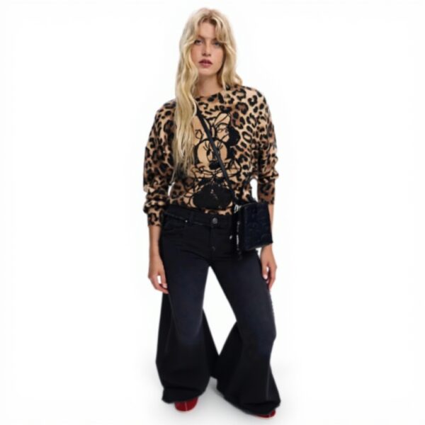 Sweatshirt Desigual Femme Imprimé Animal Col Rond