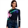 Blouse femme Desigual imprimé floral manches longues noir