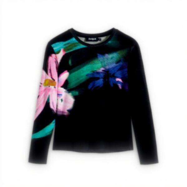 Blouse femme Desigual imprimé floral manches longues noir