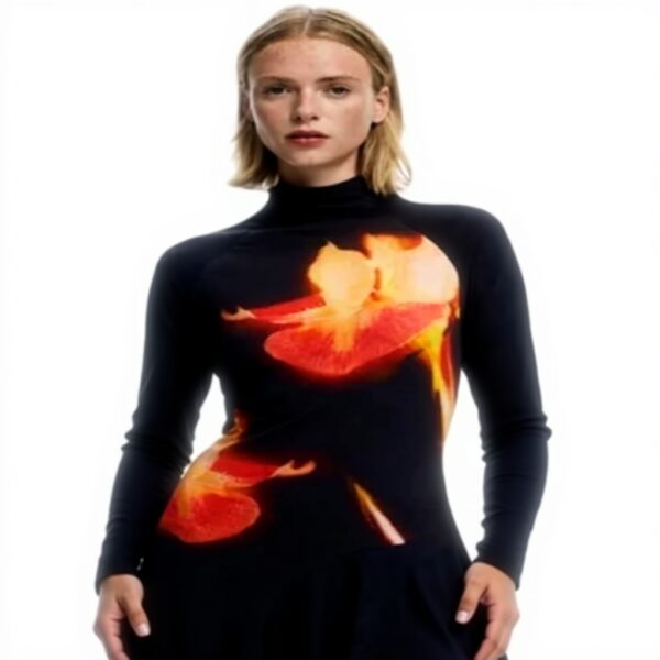 Robe décontractée Desigual floral femme midi manches longues