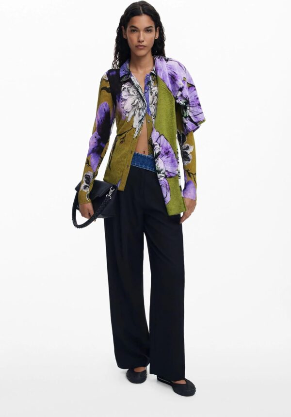 Blouse Desigual Femme Imprimé floral Col chemise Vert-2