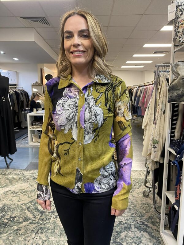 Blouse Desigual Femme Imprimé floral Col chemise Vert-7