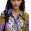 Blouse Desigual Femme Imprimé floral Col chemise Vert-3