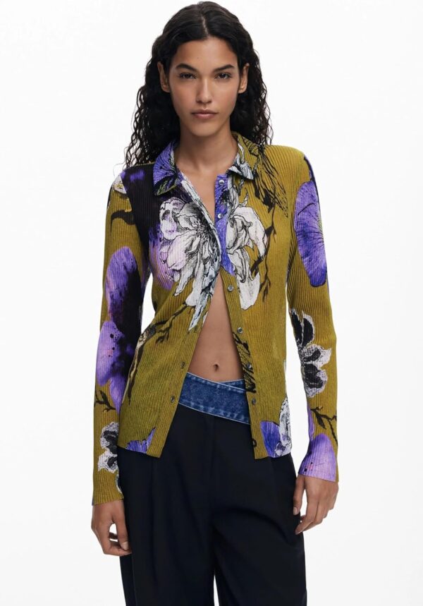Blouse Desigual Femme Imprimé floral Col chemise Vert-1