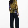 Blouse Desigual Femme Imprimé floral Col chemise Vert-4