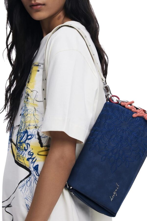 Sacs bandoulière femme Desigual Borsa Donna Bleu Uni-4