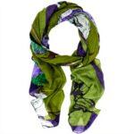 Écharpe Desigual Flowers Lacroix Rectangle Moss vert femme