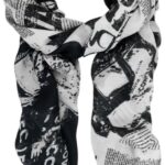 Foulard Desigual Newspaper Rectangle Noir écharpe femme-0