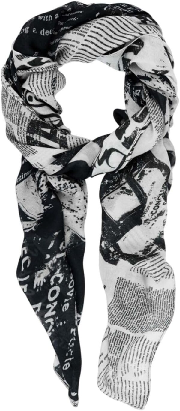 Foulard Desigual Newspaper Rectangle Noir écharpe femme-0