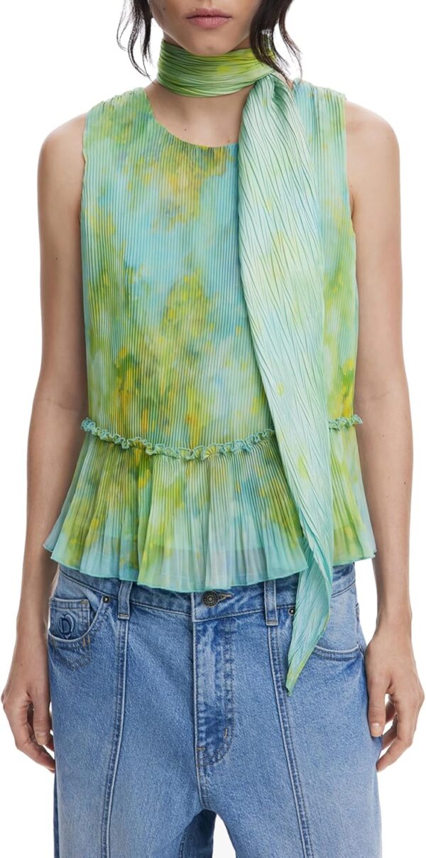 Foulard Desigual Efortless Diamond Wrinkled Antic Green-3