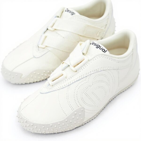Ballerines Desigual Femme Blanc Uni Lacets Logo Brodé