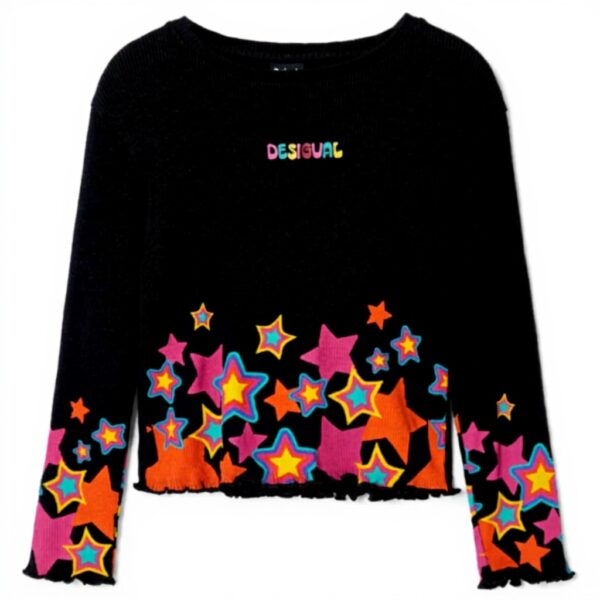 T-shirt manches longues fille Desigual noir tricot 12 ans