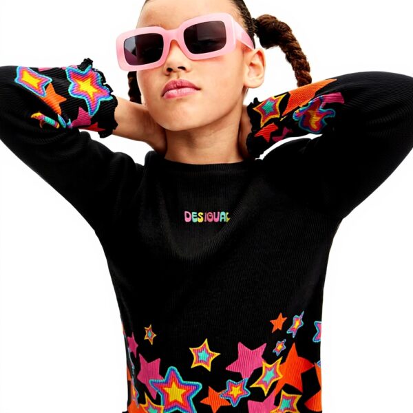 T-shirt manches longues fille Desigual noir tricot 12 ans