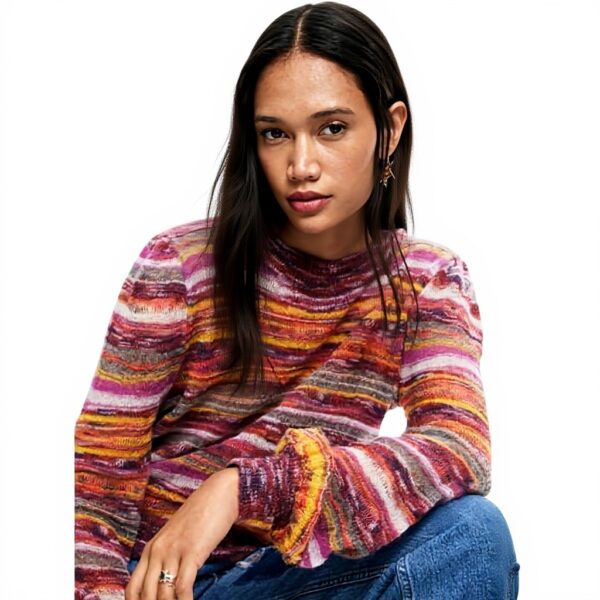 Desigual Pull Femme Tricot Fin Confortable Taille Rouge