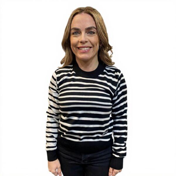 Sweatshirt Desigual Femme Rayures Logo Brodé Noir