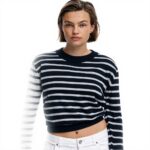 Sweatshirt Desigual Femme Rayures Logo Brodé Noir