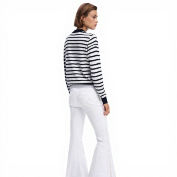 Sweatshirt Desigual Femme Rayures Logo Brodé Noir