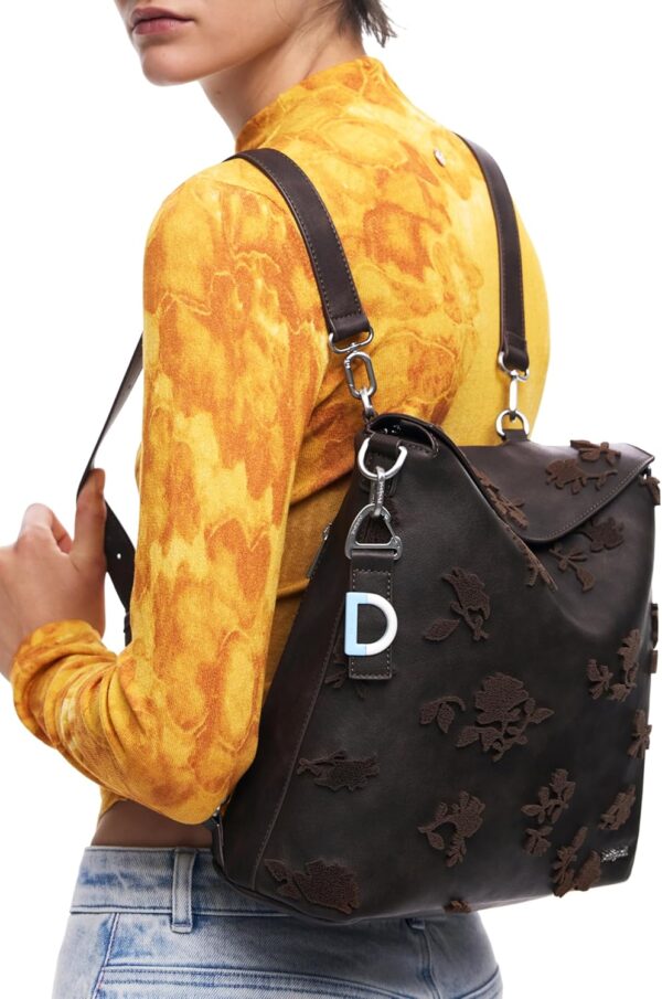 Sac à dos Desigual Jersey 2.0 Stencil Flocado Mini Chocolat-4