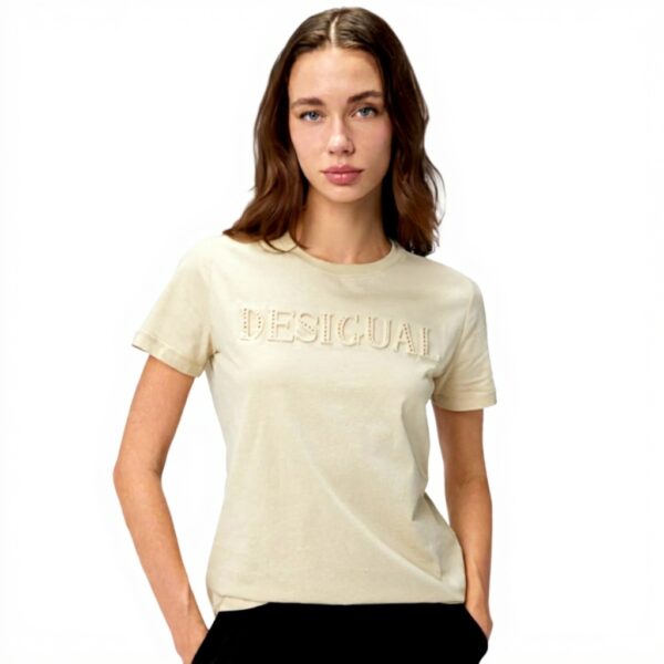 T-shirt Desigual Femme Col Rond Manches Courtes Logo 3D
