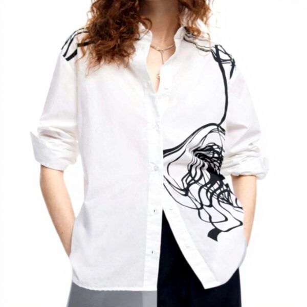 Blouse Desigual Femme Oversize Manches Longues Col Chemise