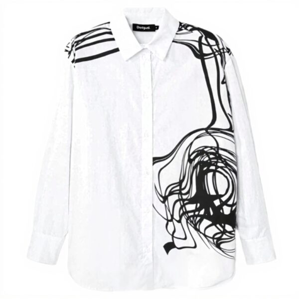 Blouse Desigual Femme Oversize Manches Longues Col Chemise