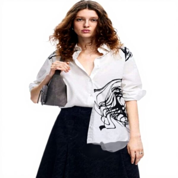 Blouse Desigual Femme Oversize Manches Longues Col Chemise