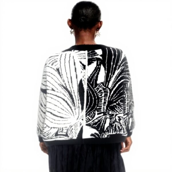 Pull Desigual Femme Tricot Plat Col V Imprimé Arty