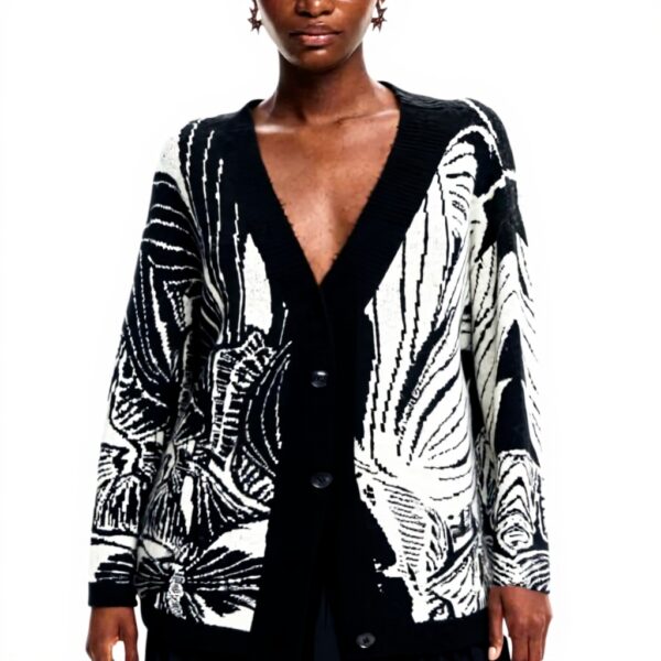 Pull Desigual Femme Tricot Plat Col V Imprimé Arty